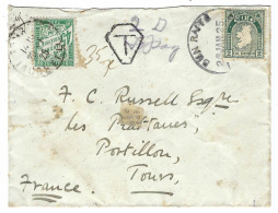 1925 - Petite Enveloppe D' IRLANDE Affr. 2 P TAXEE à 45 C N° 33 Seul - 1921-1960: Modern Period