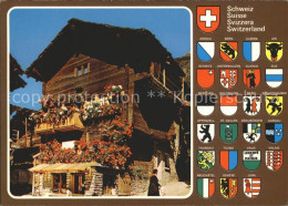 12333288 Evolene Vieux Chalets Typiques Alte Walliser Holzhaeuser Wappen Evolene - Autres & Non Classés