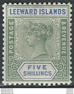 1890 Leeward Islands Vittoria 5s. Green And Blue MNH SG. N. 8 - Sonstige & Ohne Zuordnung