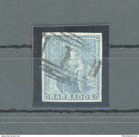 1852-55 BARBADOS, N. 3  (1d.) Blu USED PAPER BLUED - Altri & Non Classificati