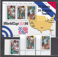 USA 1994 - Football World Cup, 3 Stamps+ S/sh, MNH** - Nuovi