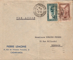 MAROC AFFRANCHISSEMENT COMPOSE SUR LETTRE A EN TETE POUR LA FRANCE 1938 - Cartas & Documentos