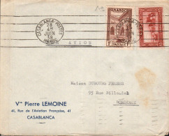 MAROC AFFRANCHISSEMENT COMPOSE SUR LETTRE A EN TETE POUR LA FRANCE 1938 - Lettres & Documents