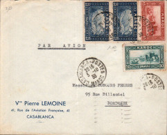 MAROC AFFRANCHISSEMENT COMPOSE SUR LETTRE A EN TETE POUR LA FRANCE 1938 - Storia Postale