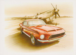 FORD MUSTANG DEVANT AVION MUSTANG - Carte Postale 10X15 CM NEUF - Voitures De Tourisme