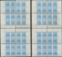 127/ Pof. 59, Clear Blue(very Rare); Both Corner 4-blocks Miniature, Plate Marks * And +; Almost Impossible Completation - Ungebraucht