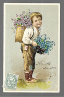 Enfant, Fleurs ... Carte Gaufrée (13657) - Portretten