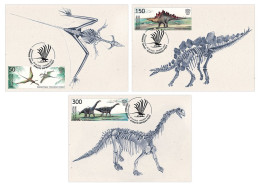 KYRGYZSTAN 2024 KEP 203-205 PREHISTORIC FAUNA OF KYRGYZSTAN SET OF MAXIMUM CARDS - Prehistorics