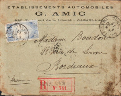 MAROC SEUL SUR LETTRE A EN TETE RECOMMANDEE POUR LA FRANCE 1917 - Cartas & Documentos