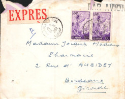 MAROC AFFRANCHISSEMENT COMPOSE SUR LETTRE EXPRES POUR LA FRANCE 1962 - Brieven En Documenten