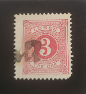 Sweden Stamp - 1874 Postage Due Lösen. Perf 3 öre Rose - Usati