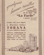 TE 4- " LA FACILE " LIVRET PUBLICITAIRE - BOITES A CONSERVES - UTILISATION , RECETTES - PUB CHOCOLAT TOBLER - 7 SCANS - Pubblicitari