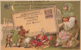 TE 7- " TURQUIE " ( EXPOSITION DE BORDEAUX )- FEMME ET CARTE POSTALE - SULTAN -  CHROMO PUBLICITAIRE LOUIT FRERES & Cie  - Louit