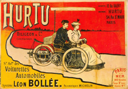 CPM- Affiche Publicité Automobiles HURTU *Voiturettes - 3 ROUES-  Paris à La Mer En 7 Heures - Publicidad