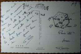 Sur Franchise Militaire - Cachet Exagonal Tireté De 1961 De LARTIGUE - Sur CPSM De ORAN - Guerre D'Algérie