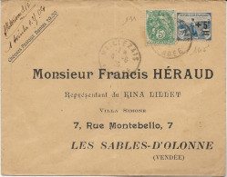 LETTRE AFFRANCHIE N° 111+ N° 165 OBLITEREE CAD MAILLEZAIS -VENDEE 1 - Storia Postale