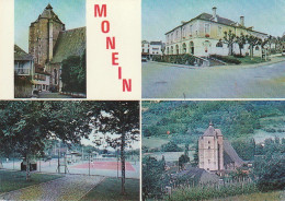 TE 12-(64) MONEIN - CARTE MULTIVUES COULEURS : EGLISE , MAIRIE , TENNIS - 2 SCANS - Other & Unclassified