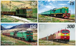 KYRGYZSTAN 2024 KEP 206-209 LOCOMOTIVES IN KYRGYZSTAN MINT SET OF STAMPS ** - Kyrgyzstan