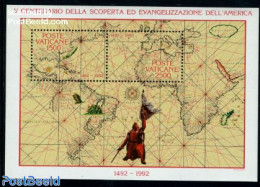 Vatican 1992 Discovery Of America S/s, Mint NH, History - Various - Explorers - Maps - Nuevos