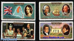 Aitutaki 1977 Silver Jubilee 4v, Mint NH, History - Transport - Various - Explorers - Kings & Queens (Royalty) - Ships.. - Esploratori