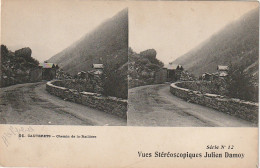 TE 14 -(65) CAUTERETS - CHEMIN DE LA RAILLIERE - VUES STEREOSCOPIQUES J . DAMOY - 2 SCANS - Cauterets