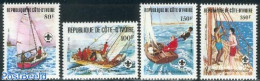 Ivory Coast 1982 Scouting 75th Anniversary 4v, Mint NH, Sport - Transport - Sailing - Scouting - Ships And Boats - Nuevos