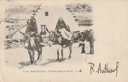 TE 14 -(65) HAUTES PYRENEES - FEMMES ALLANT AU MARCHE - A DOS D' ANES - 2 SCANS - Altri & Non Classificati