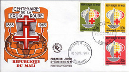 Mali 0054/56f Fdc Centenaire De La Croix-rouge - Red Cross