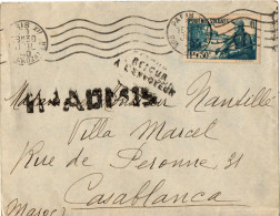 FRANCE YT N°460 SEUL SUR LETTRE OBLITERE PARIS 1940 POUR LE MAROC GRIFFE INADMIS RETOUR A L'ENVOYEUR - Lettres & Documents