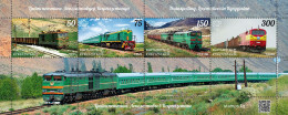 KYRGYZSTAN 2024 KEP 206-209 LOCOMOTIVES IN KYRGYZSTAN MINT MINIATURE SHEET ** - Treinen