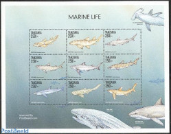 Tanzania 1999 Marine Life 9v M/s, Mint NH, Nature - Fish - Sharks - Pesci