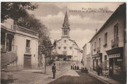 TE 16-(66) AMELIE LES BAINS - L' EGLISE - COMMERCES - ANIMATION - 2 SCANS - Autres & Non Classés