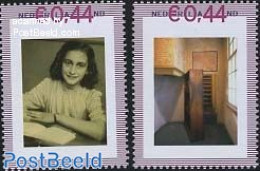 Netherlands - Personal Stamps TNT/PNL 2007 Anne Frank 2v, Mint NH, History - Religion - World War II - Judaica - WW2