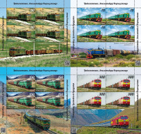 KYRGYZSTAN 2024 KEP 206-209 LOCOMOTIVES IN KYRGYZSTAN MINT SET OF SHEETLETS ** - Kirghizistan