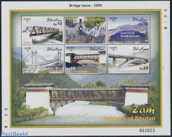 Bhutan 2005 Bridges 6v M/s, Mint NH, Art - Bridges And Tunnels - Bridges