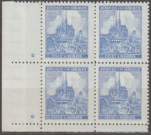 131/ Pof. 60, Dark Grey Blue; Corner 4-block, Plate Mark * - Ungebraucht