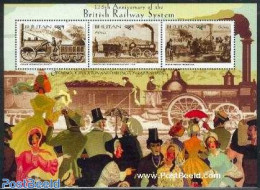 Bhutan 2000 175 Years British Railways 3v M/s, Mint NH, Transport - Railways - Trains