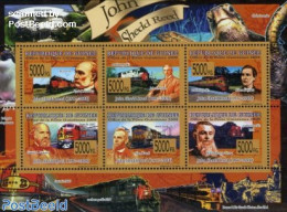 Guinea, Republic 2008 John Shedd Reed 6v M/s, Mint NH, Transport - Railways - Trains