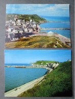 CP 14 Calvados PORT En BESSIN Huppain  - LOT DE 2 CARTES   - L'avant Port  , La Falaise , La Tour Vauban  Vers 1970 - Port-en-Bessin-Huppain