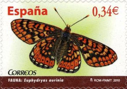 España 2010 Edifil 4534 Sello ** Fauna Mariposa Butterfly Euphydryas Aurinia Michel 4493 Yvert 4198 Spain Stamp Timbre - Unused Stamps