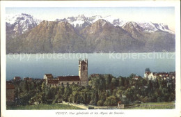 12321178 Vevey VD Vue Generale Eglise Lac Leman Alpes De Savoie Vevey - Sonstige & Ohne Zuordnung