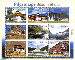 Bhutan 2017 Pilgrimage Sites In Bhutan 9v M/s, Mint NH, Religion - Cloisters & Abbeys - Abdijen En Kloosters