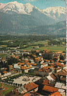 TE 26-(74) SALLANCHES - LA PLACE CHARLES ALBERT ET LE MASSIF DU MONT BLANC - CARTE COULEURS- 2 SCANS - Sallanches