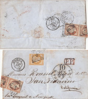 MTM132 - 1856 TRANSATLANTIC LETTER FRANCE TO USA WEST COAST STEAMER ASIA CUNARD - Maritime Post