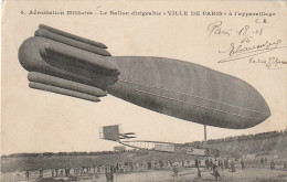 UR 6- AEROSTATION MILITAIRE - LE BALLON DIRIGEABLE " VILLE DE PARIS " A L' APPAREILLAGE - 2 SCANS - Aeronaves