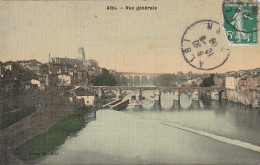 UR 12-(81) ALBI - VUE GENERALE - CARTE TOILEE COLORISEE - 2 SCANS - Albi