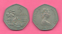 Seycelles 5 Rupees 1972 Seicelles 5 Rupie Nickel Coin - Seychelles
