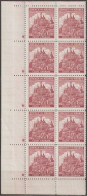 136/ Pof. 58, Brown Violet; Corner 10-block, Plate Mark * - Ungebraucht