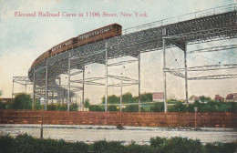 UR 20- ELEVATED RAILROAD CURVE AT 110th STREET , NEW YORK - UNITED STATES OF AMERICA - CHEMIN DE FER SURELEVE 2 SCANS - Transports