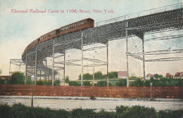 UR 20- ELEVATED RAILROAD CURVE AT 110th STREET , NEW YORK - UNITED STATES OF AMERICA - CHEMIN DE FER SURELEVE 2 SCANS - Transport